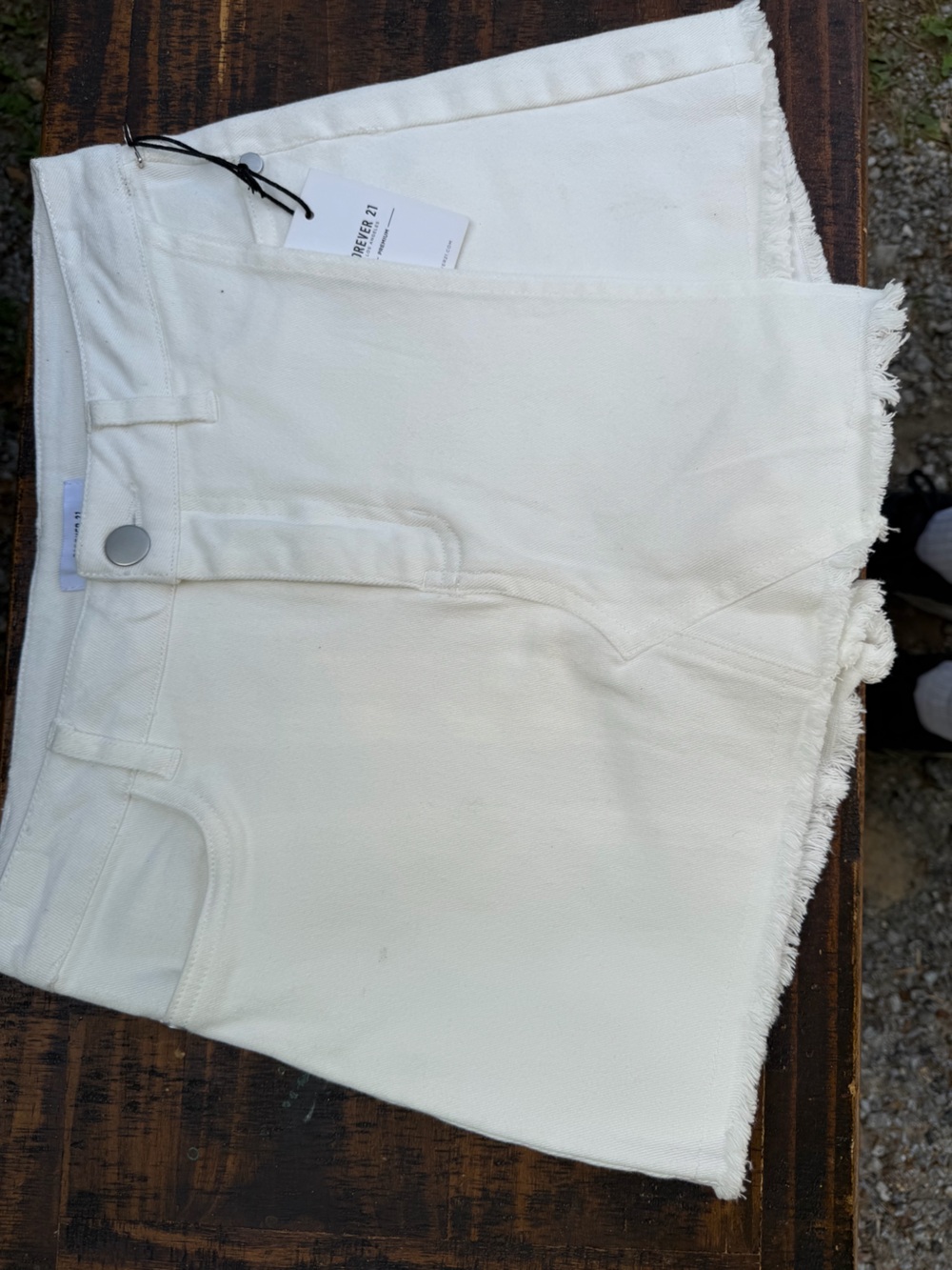 White Denim Cutoff Skort